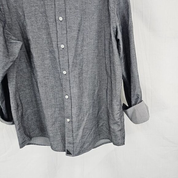 Untuckit Librando Flannel Button Down Men's Size Large Printed Gray Black White - Picture 3 of 6